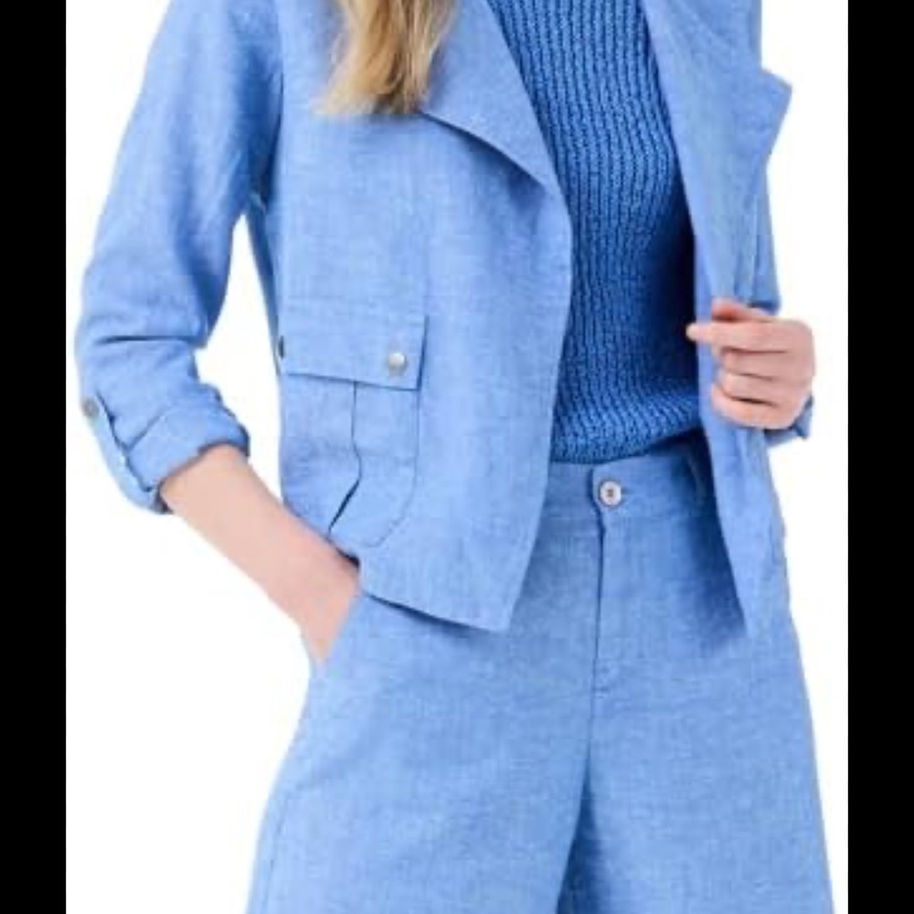 NIC+ZOE Blue Tailored Blazer with Textured Fabric